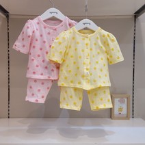 [아가방] 논현점*23신상 사랑이 송글송글 예쁜 실내복/ 통기성 좋은 면 쟈가드 7부실내복/안심 무형광 면100%/아가방 내의