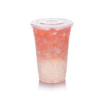 테이크아웃 일회용 플라스틱 투명아이스컵 22온스 92파이 PET컵 + 일자뚜껑 세트, 1세트, 100개입