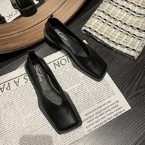 여성 여자 로퍼 단화 빅사이즈 플랫 한국 신발 스퀘어 발레리나 가죽 봄 신발