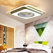 [쿨마켓] CFL-41 리모컨 사용 LED 70W 원형 사각형 실링팬 조명 천장 선풍기등 침실 거실 인테리어 팬, 그린