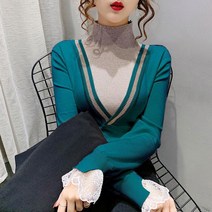 레이스 이너티셔츠 겨울 가을 이니트 봄 타입 의류 란세 맨해튼 반폴라 상의 3885680395