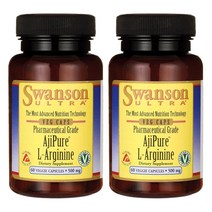 스완슨 울트라 아지퓨어 L-아르기닌 500mg 베지 캡슐, 60개입, 2개, 60정