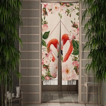 핑크 플라밍고 출입구 커튼 크리에이티브 플라워 버드 도어 커튼 복도 주방 입구 파티션 Boho 홈 데코, clx00388, 95x160cm