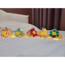 라탄갓등 라탄 LED 키링 열쇠고리 감성 캠핑 차박 가랜드 조명 알전구, 파랑