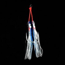 어시스트훅 농어지그헤드 갈치루어채비야광 문어 메탈 지그 메이트 고탄소강 후크 보조 실리콘 리본 포함, 02 6pcs blue_05 7I0, 6개