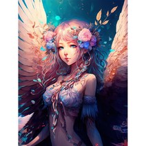 캔버스형 보석십자수 나비요정 온갖 꽃들이 만발한 천사 여신 미녀 행운 가져다주는 인물그림 집들이 새집선물 라운드 구슬 집콕취미 비즈 수제공예 액자없음 DIY패키지 20종, 선택18-플라워나비요정, 80*100CM