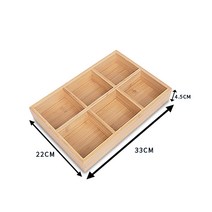 Ogfaour 일본식 사각형 격자 접시그릇 일식그릇 트레이 접시 구절판 쟁반 나무 격자 나눔, 6칸 대나무 접시