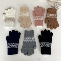 리솜 (1+1) 인디무늬 기모 스마트터치 겨울 니트 장갑