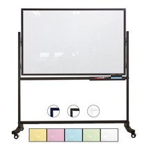 휴그린 이동식 컬러 유리 칠판 5color / 양면사용 (글라스보드+화이트보드) 컬러 보드 + 이동형 스탠드 세트 자석칠판, 블랙