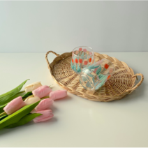 빈티지풍 튤립 글라스컵 (2sizes), 긴형