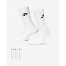 나이키 스포츠웨어 에브리데이 에센셜 크루 삭스(3켤레) DX5025-100, L (270-300)
