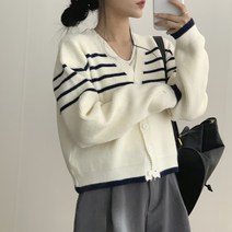 슬로우베리 포니 단가라 v넥 가디건