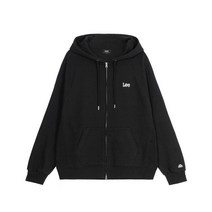 LEE 리 스몰 트위치 로고 에어로웜 루즈핏 후드 후디 후드티 맨투맨집업 블랙