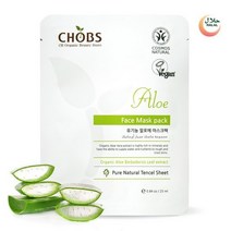 CHOBS(찹스) 유기농 알로에 마스크팩 25ml 텐셀시트 (독일 BDIH 영국 비건 할랄인증 유기농 화장품), 없음, 상세설명 참조