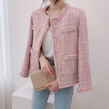 핑크당일출고 [2color] 고퀄리티 블라썸 파스텔 수술 트위드 자켓