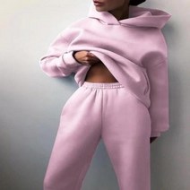 드라이슈트 웻슈트 여성용 운동복 따뜻한 후드 오버사이즈 단색 캐주얼 긴 바지 가을 겨울, 26.Pink - M