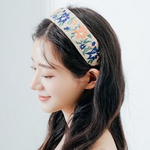 [수앤수]와이드 자수 헤어밴드 머리띠 (21H234)