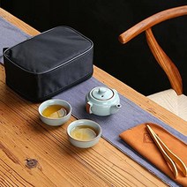 세라믹 (Ru ware) Gongfu 차 세트 - 우아한 일본 스타일 찻주전자 세트 차 컵 2개 트레이 집게 및 타월 휴대용 케이스 포함