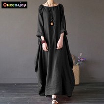 퀸앤조이 미녀77 내추럴 셔링 린넨 오버핏 맥시 롱원피스***판매자 퀸앤조이***