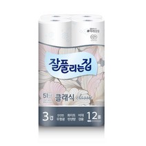 잘풀리는집 클래식 롤화장지 27m, 1팩, 12롤