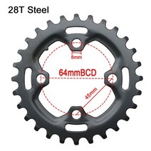 자전거크랭크 픽시크랭크 크랭크암 242628t 64bcd 체인링 내구성 스프로킷 3638t 104bcd 크랭크셋 체인휠 체인 휠 1011s mtb 산악 자전거 크랭크 세트, 28톤 스틸