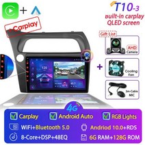 안드로이드올인원 자동차 카플레이 멀티미디어 라디오 비디오 내비게이션 2 딘 스테레오 DVD 헤드 유닛 스피커 혼다 시빅 해치백 2006-2011 안드로이드 11, [14] T10-3-Fan-Camera
