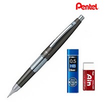펜텔 만년 CIL 케리 샤프 스모키그레이 0.5mm P1035-ND + AIN 샤프심 0.5mm HB + AIN 지우개 세트, 2세트