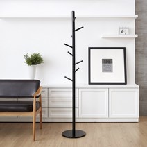 핀란디아 엘라인 원목 원형 스탠드 옷걸이 행거(블랙), 단품