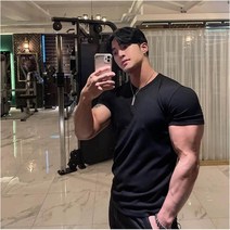 몬스터인더스트리 몬스터인더스트리 어깨 깡패 머슬핏 라운드 몸짱 반팔티 (8719424A)