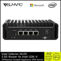 팬리스 미니 PC OPNsense 방화벽 기기 VPN 서버 2.5G 라우터 4x 인텔 i226-V 2500M LAN 셀러론 J4125 2xD, 01 Celeron J4125_01 미국, 08 16GB DDR4 512GB SSD