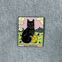 BC223 AGE OF Pentacles 펜타클 타로 고양이 뱃지 빼지 행운 브로치