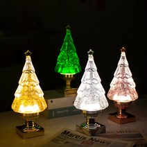 미니 투명 크리스탈 트리 크리스마스 오르골 4종 2022 LED 스노우볼 선물 워터볼 무드등, 로즈골드