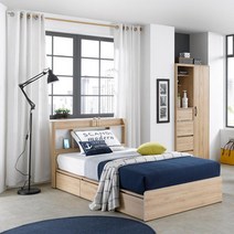 자취방가구 북유럽풍 슈퍼싱글 수납침대 프레임 2색상, 오크화이트