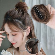 볼륨 가발 집게핀 여자 똥머리 당고머리 만두머리 올림머리 부분가발 가발집게핀 가발핀 부분가발*, 01.생머리-블랙