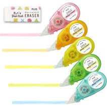 Plus marking tape Petit Moji liner soft touch all five colors set + eraser, 1