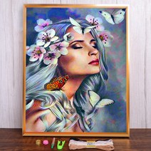 프랑스 자수 북유럽 Abstract Girl Printed Canvas Cross Stitch Complete Kit DIY Embroidery Handicraft Handmad, 06 100x130cm, 03 HMA68527