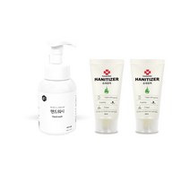 생활의정석 휴대용 손소독제60ml 2개+핸드워시용기파우더향300ml 1개