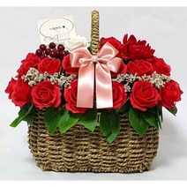 수앤로즈플라워 비누꽃바구니 30송이 병문안선물 개업선물 결혼기념일선물 생일선물, 30송이-레드 장미
