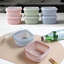 2개 세트 전자레인지 겸용 냉동 밥 반찬 밀폐 보관 용기 양념 소분 찬합 그릇 실리콘 정리 통, 그린