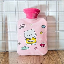 에이와이 곰돌이 보온 커버 세트 물난로 캠핑 온수주머니, 핑크-2000ml