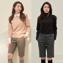 제이투제이 제이투제이 여성골프웨어 체크 5부 골프팬츠