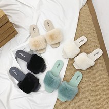 제이룸 여성 겨울 토끼 밍크 털 퍼 슬리퍼 사무실 회사 실내화 페이크