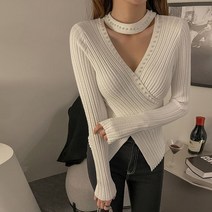 다바걸 진주초커랩니트