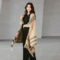 헬리꽁땡 (삽) 멋스러운 체크 소매하프 숄
