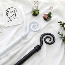 포그난 커튼봉 트랙 라운드 레일 커텐봉 설치 부자재, 블랙, 스네일 커튼봉(25mm)
