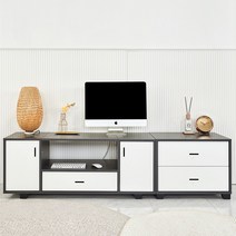 힘찬리빙 로이 1800 모던 tv 장식장 높은 티비장 거실장 세트, 로이 1800 거실장, 그레이 화이트