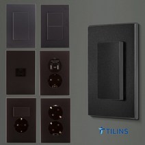 틸인스 Ti2 다크블랙 전기 스위치 매립 콘센트 커버 교체 방 벽 인테리어 USB 방우형, 03.Ti2다크블랙_스위치 단로3구