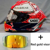 쇼웨이 헬멧 쇼에이 바이크 홍진 클래식 오토바이 X-14 풀 페이스 오토바이 헬멧 마르케즈 로터스 레드, 06 redgold lens
