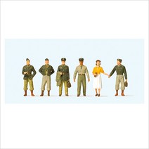 Preiser 10594 디오라마 미니어처 테라리움 1950년대 미국 군인 6명 세트 사람 피규어 모형 1:87 사이즈