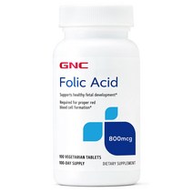GNC 엽산 800mcg 100정 (타블렛) Folic Acid 100tabs, 1개